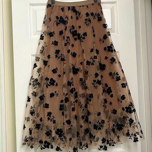 Ankle length floral skirt - triple lined - size medium
